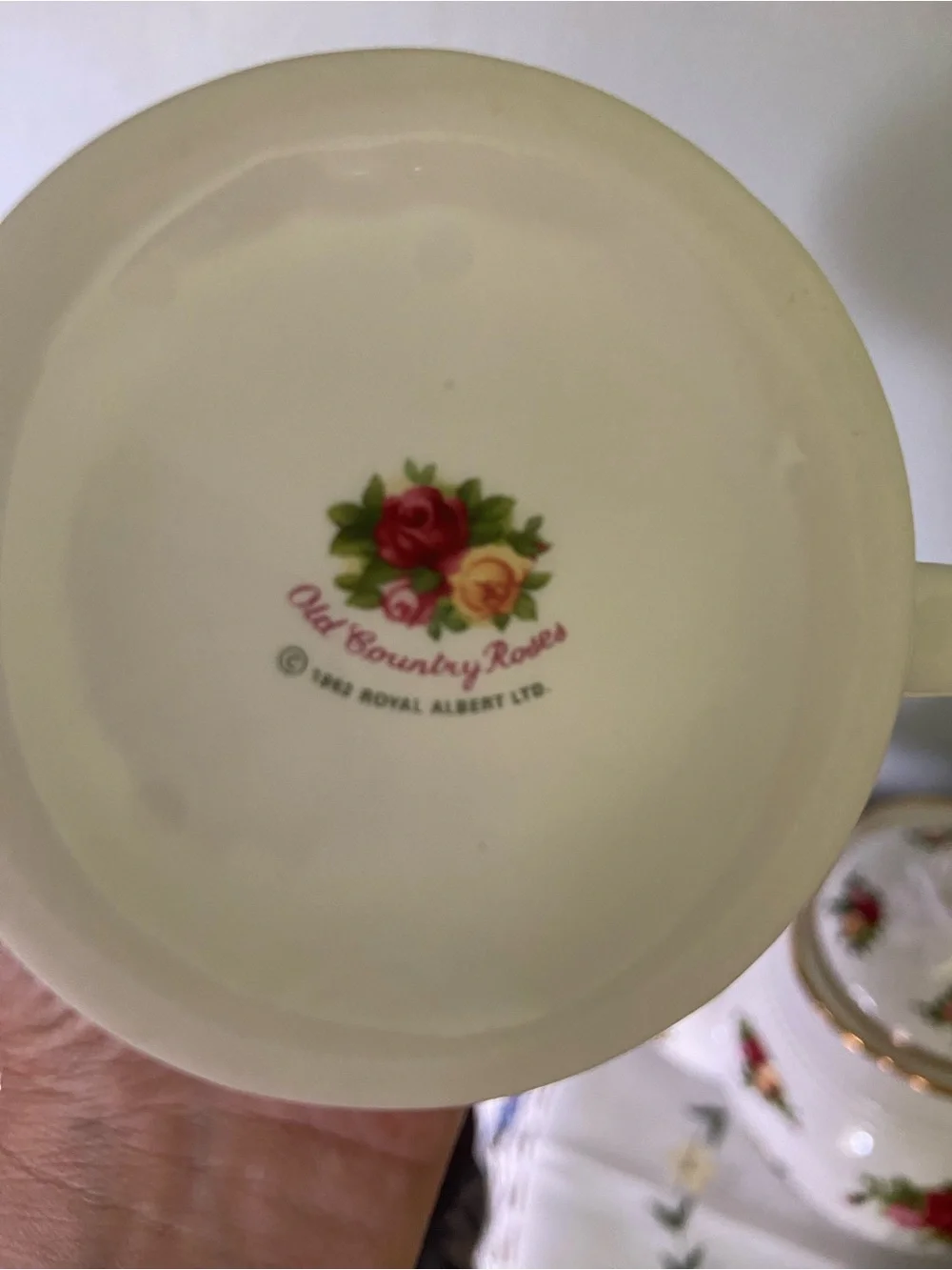 Royal Albert Cream Porcelain Tea Set with Pink and Red Rose Motif